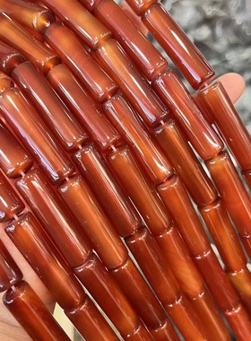 10X35MM 管管 A级 天然红玛瑙 圆柱形 红色长圆管状形 DIY配珠