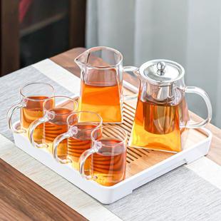 功夫茶杯简约现代泡红茶壶茶盘家用办公室会客厅小套 玻璃茶具套装