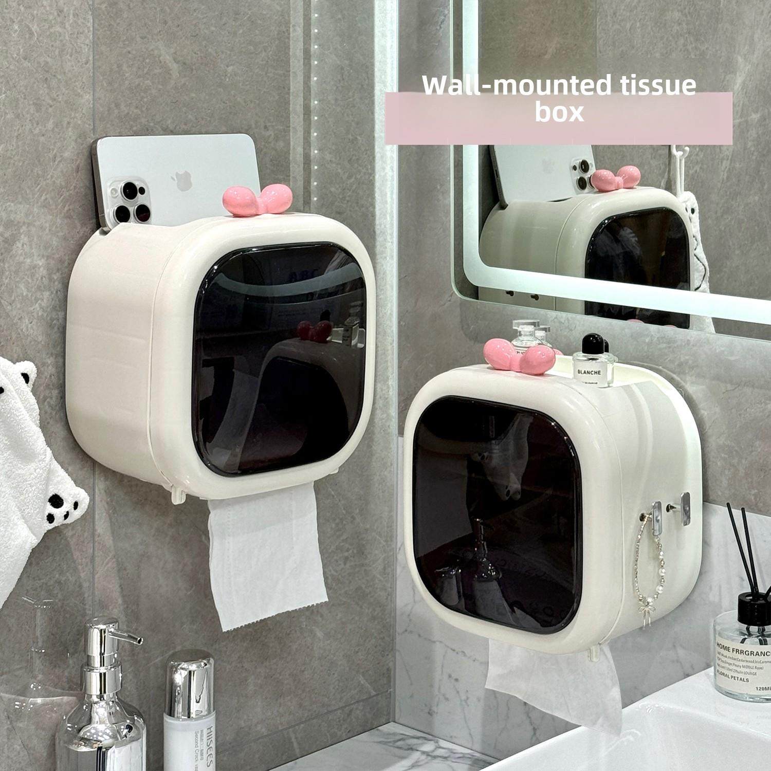 卫生间纸巾盒壁挂式纸巾盒卫生间防水卷纸收纳盒免打孔厕纸收纳架