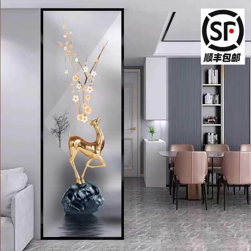 铁艺屏风隔断艺术玻璃简约现代玄关家用透光轻奢进入户门客厅遮挡