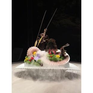 火锅陶瓷餐具刺身拼盘高端展示摆盘鱼雕三文鱼海鲜姿造装饰冰盘子