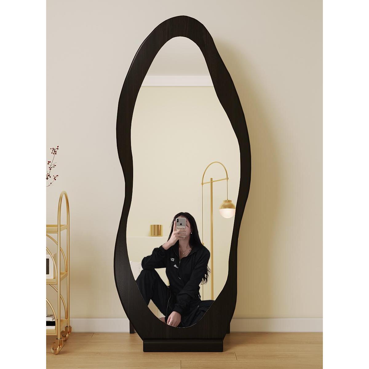 中古全身镜落地镜家用网红壁挂高级感异形穿衣镜女生卧室试衣镜子