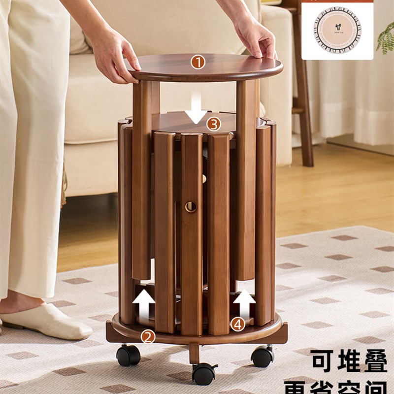 实木凳家用可堆叠组合圆凳客厅餐桌凳K储物叠叠凳木凳小公寓