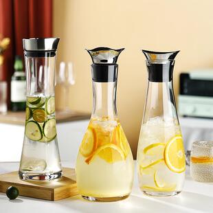 耐热高温水瓶大容量泡茶壶自动盖冰水杯 玻璃冷水壶家用凉水壶夏季