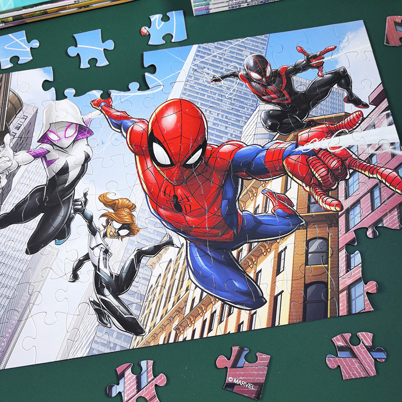 漫威蜘蛛侠拼图儿童100-500片拼装宝宝3到6岁以上8女男孩益智玩具