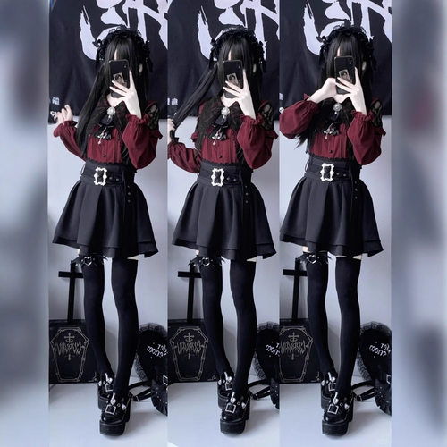 日本原单rojita系蕾服梦展望量产型日系甜美蝴蝶结蕾丝衬衫收腰裙