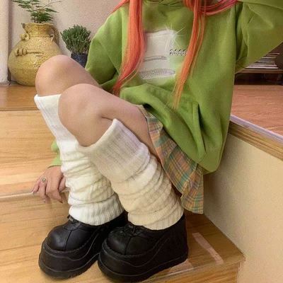 堆堆袜胖mm粗腿灰色袜套女秋冬针织显腿细辣妹足部防护腿套保暖袜