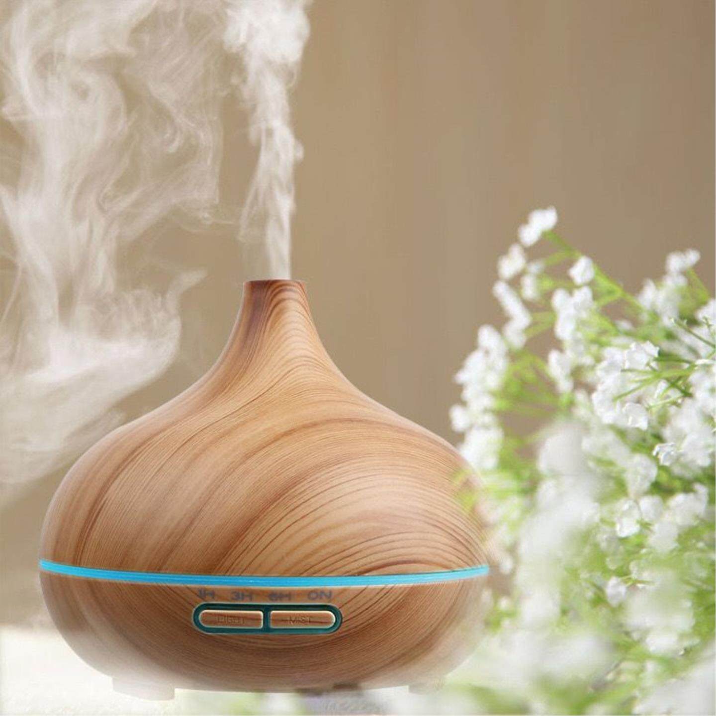 加湿器香薰机一体浅木纹自动大雾超声波扩香500ml办公家用小型
