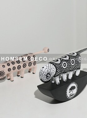 卡通儿童房软装波点毛毛虫摆件样板房间客厅玄T关抽象艺术装饰