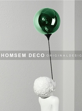 简约样板房间创意软装饰w品抽象气球男孩人物雕塑售楼处摆件