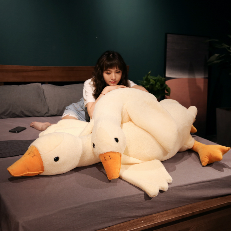 可爱大白鹅抱枕女生睡觉夹腿枕头男生款床头靠垫床T上长条枕侧睡