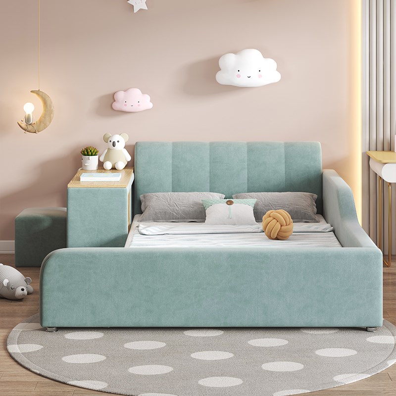 儿童床书桌一体护栏床女孩男孩卧室榻榻米床实木地台床2025年新款