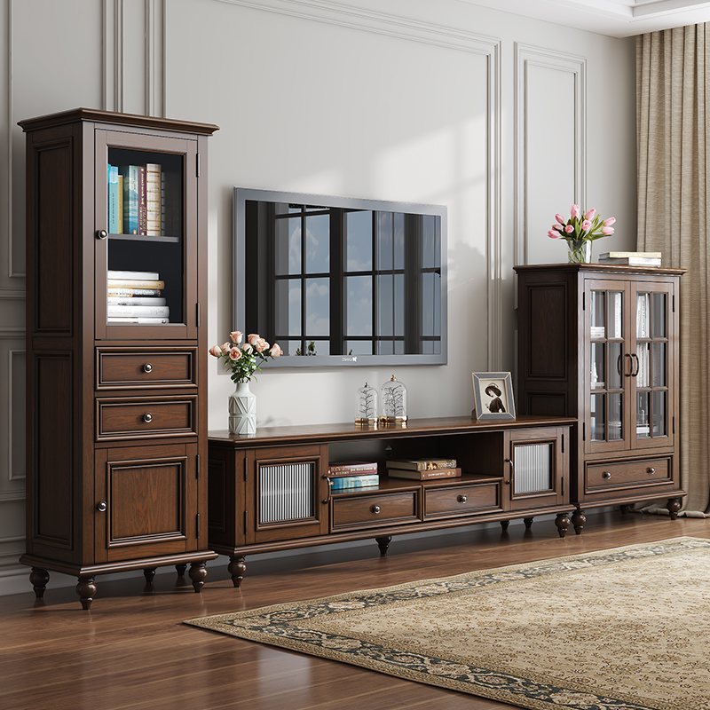 森趣美式全实木家具套装客厅家具简约小户型柜子电视柜茶几组合