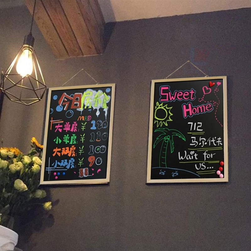 家用挂式可擦粉笔小黑板店铺教学培训双面磁性写字留言展示广告牌