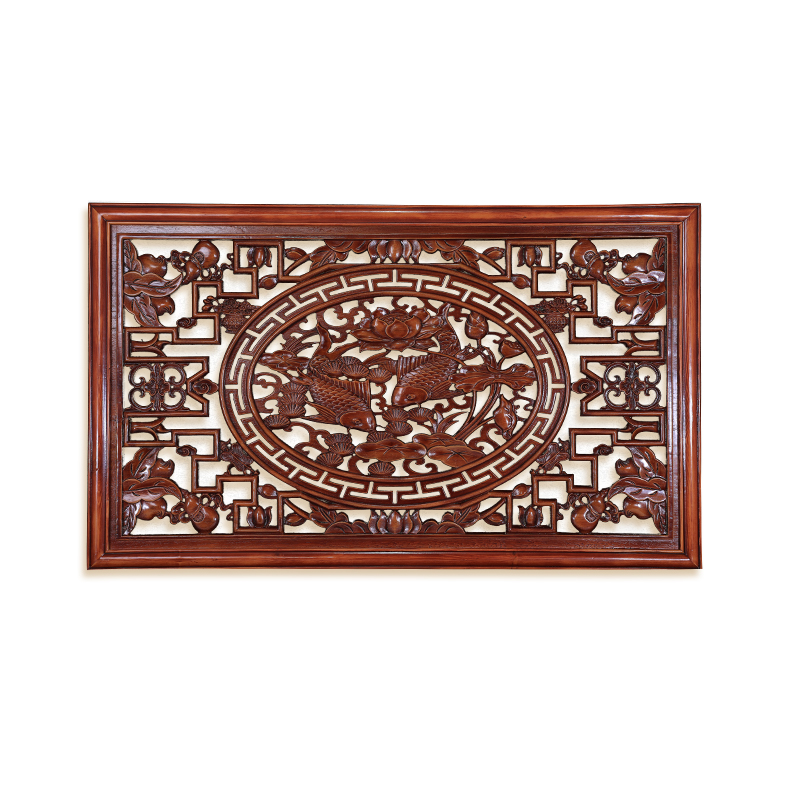 可定制木雕仿古挂件客厅镂空长方形壁挂香樟木全实木玄关雕花隔断