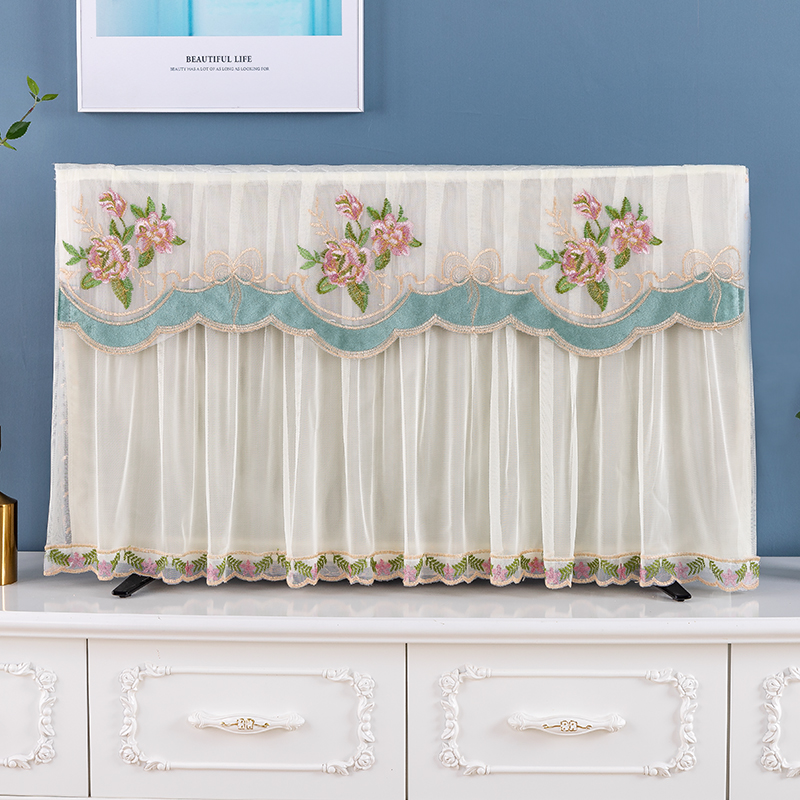 家用挂式蕾丝50寸55寸开机不取电视罩坐式液晶65寸电视机防尘罩套