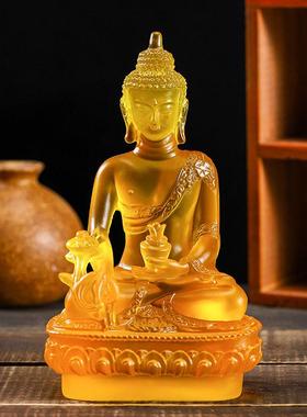 琉璃光药师佛摆件如来佛像中式工艺品居家装饰品摆放客厅供奉摆设