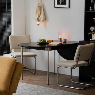 北欧全实木家用椭圆半圆折叠桌橡木小户型伸缩饭桌简约餐桌椅组合