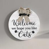 简约风格 森得源木质挂牌猫咖屋创意室内装 饰挂牌实木英文欧式 挂饰