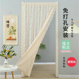 防蚊新款 门帘卧室家用蕾丝长纱帘夏季 隔断帘厨房卫生间免打孔帘子