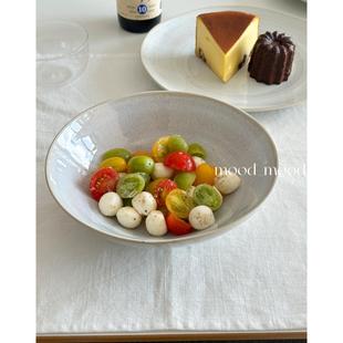 艺术淡紫灰沙拉碗 moodboard 大盘窑变螺纹雪花釉陶瓷西餐汤碗