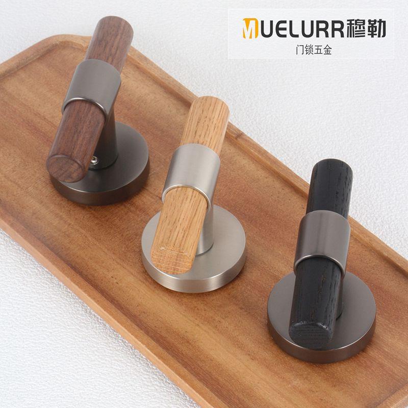 穆勒隐形门锁灰色单面锁背景墙隐藏门实木头把手暗门银色木条拉手