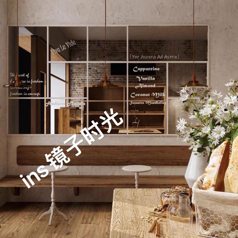 韩系ins风打卡镜子墙甜品奶茶店咖啡饭厅墙面装饰镜网红拍照镜子