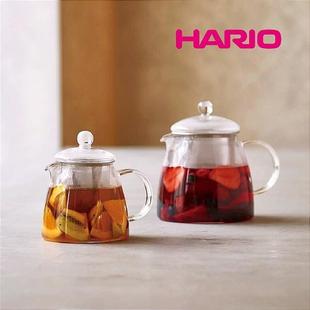 HARIO茶壺耐熱玻璃不銹鋼過濾網泡茶具功夫花透明沖泡ml 日本原裝