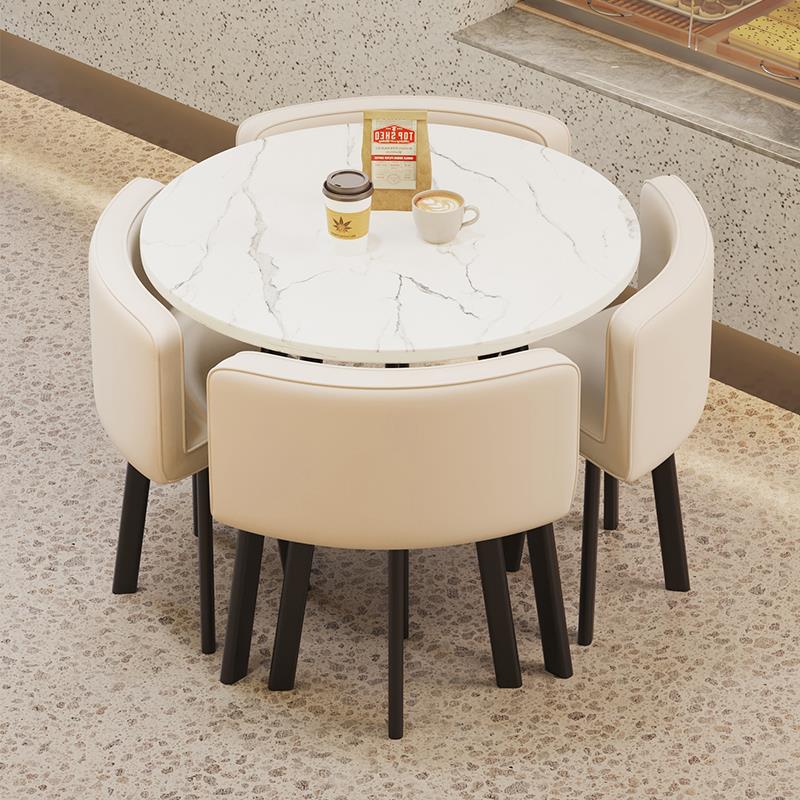 北欧休闲洽谈桌椅组合简约办公会客圆桌会议谈话接待组合一桌四椅