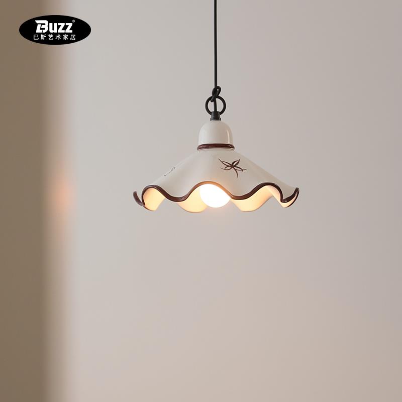 中古风陶瓷手绘花纹吊灯餐厅吧台餐桌复古日式法式玄关床头飘窗灯