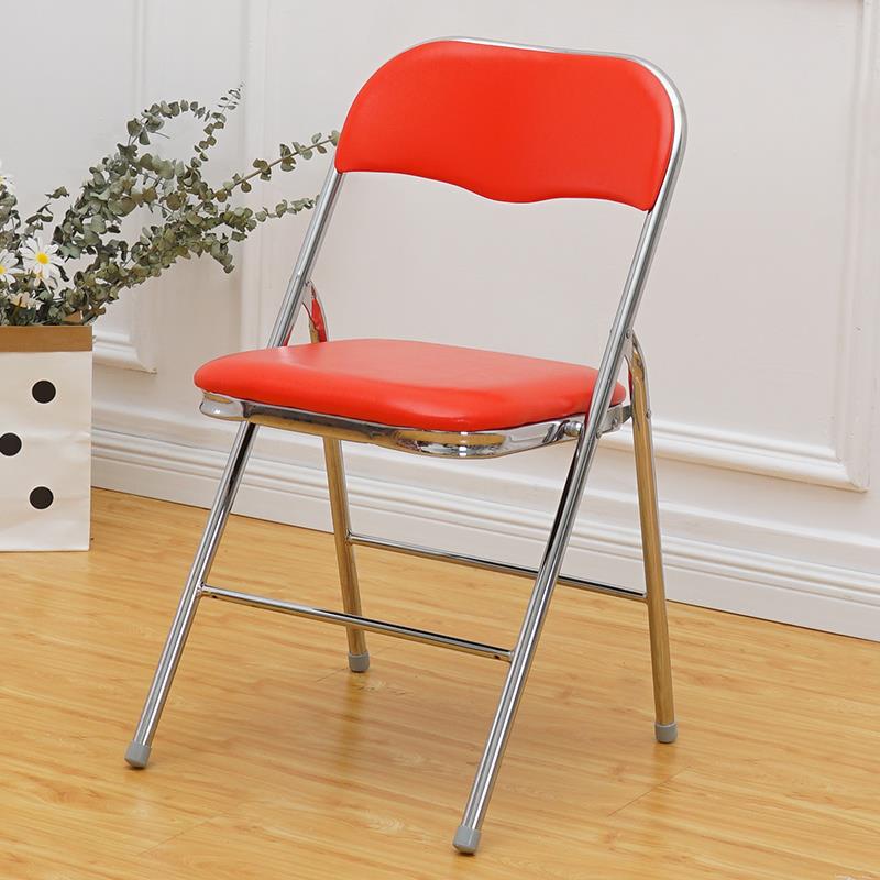 加固办公椅会议椅电镀折叠椅子饭店大排档红色皮革餐椅烧烤火锅店