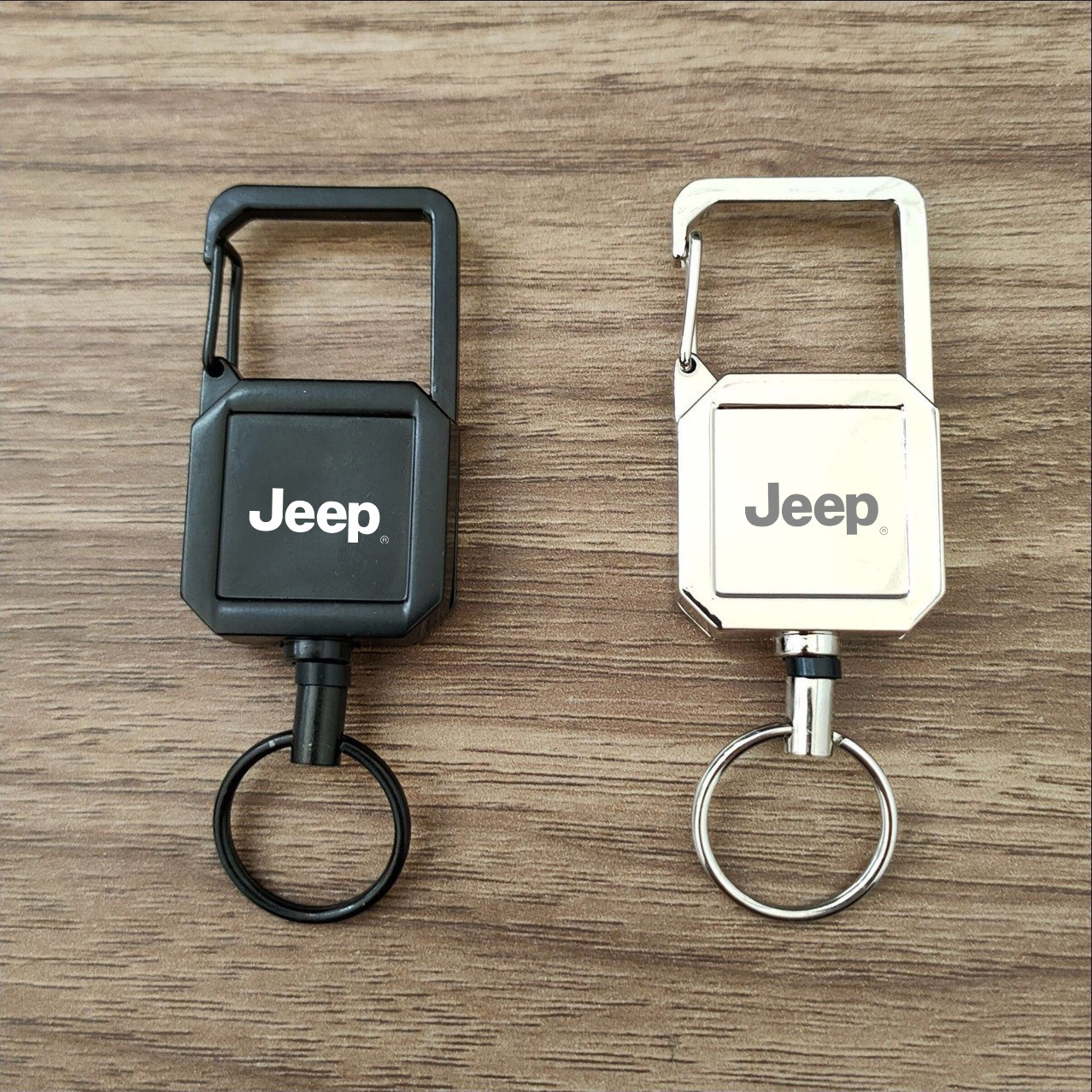 JEEP金属方形防丢钥匙扣伸缩绳