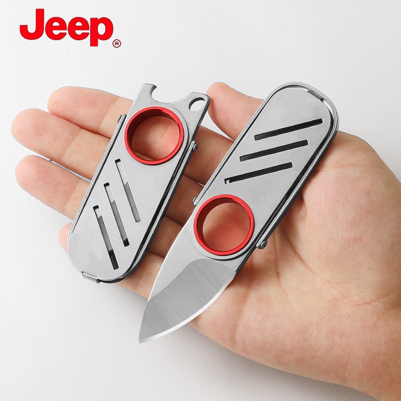 JEEP全钢指环小推刀便携口袋刀图片