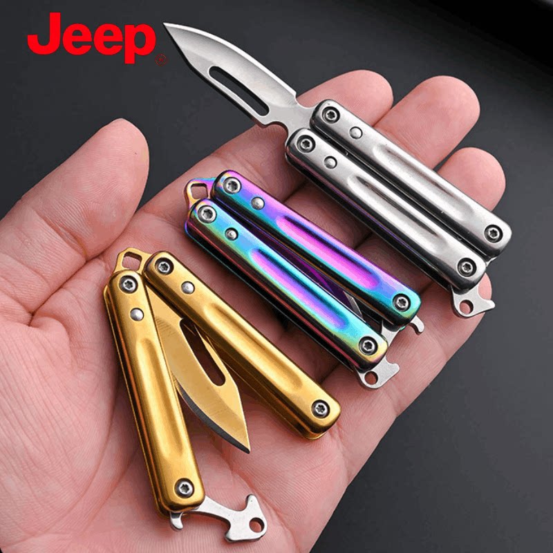 JEEP不锈钢迷你蝴蝶刀开箱小刀