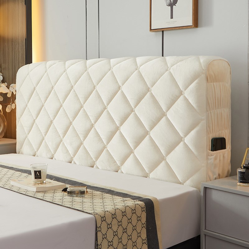 1VPR全包床头罩结婚大红床头套软包简约绒布床头保护套1.8m加厚防