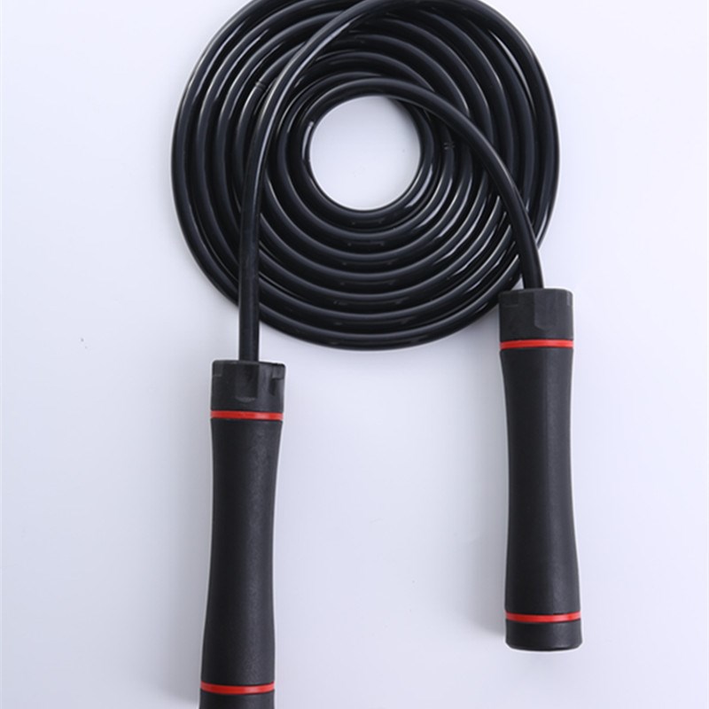 工厂新款跳绳成人款10MM绳子加粗加重健身器材黑色跳绳可调节