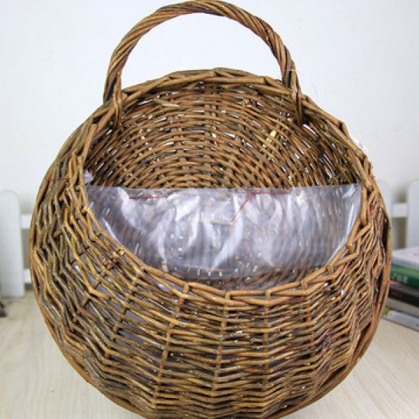 藤编壁挂花篮墙挂花盆挂篮柳编挂式悬挂编织手工篮子田园挂墙蓝小