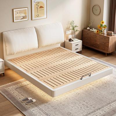 纯实木大象耳朵悬浮床小户型可定制尺寸榉木排骨架床架主卧齐边床