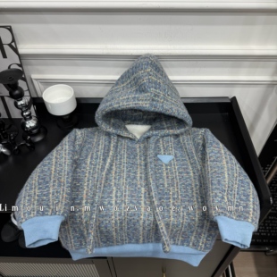 【加绒加厚】儿童2025新款时尚套头卫衣男女童连帽纯色百搭冬季上