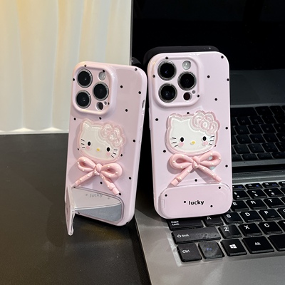 少女粉波点kitty新款适用苹果16Promax手机壳iPhone17pro小米15华为mate70pura80k60荣耀300x200nova13findx8
