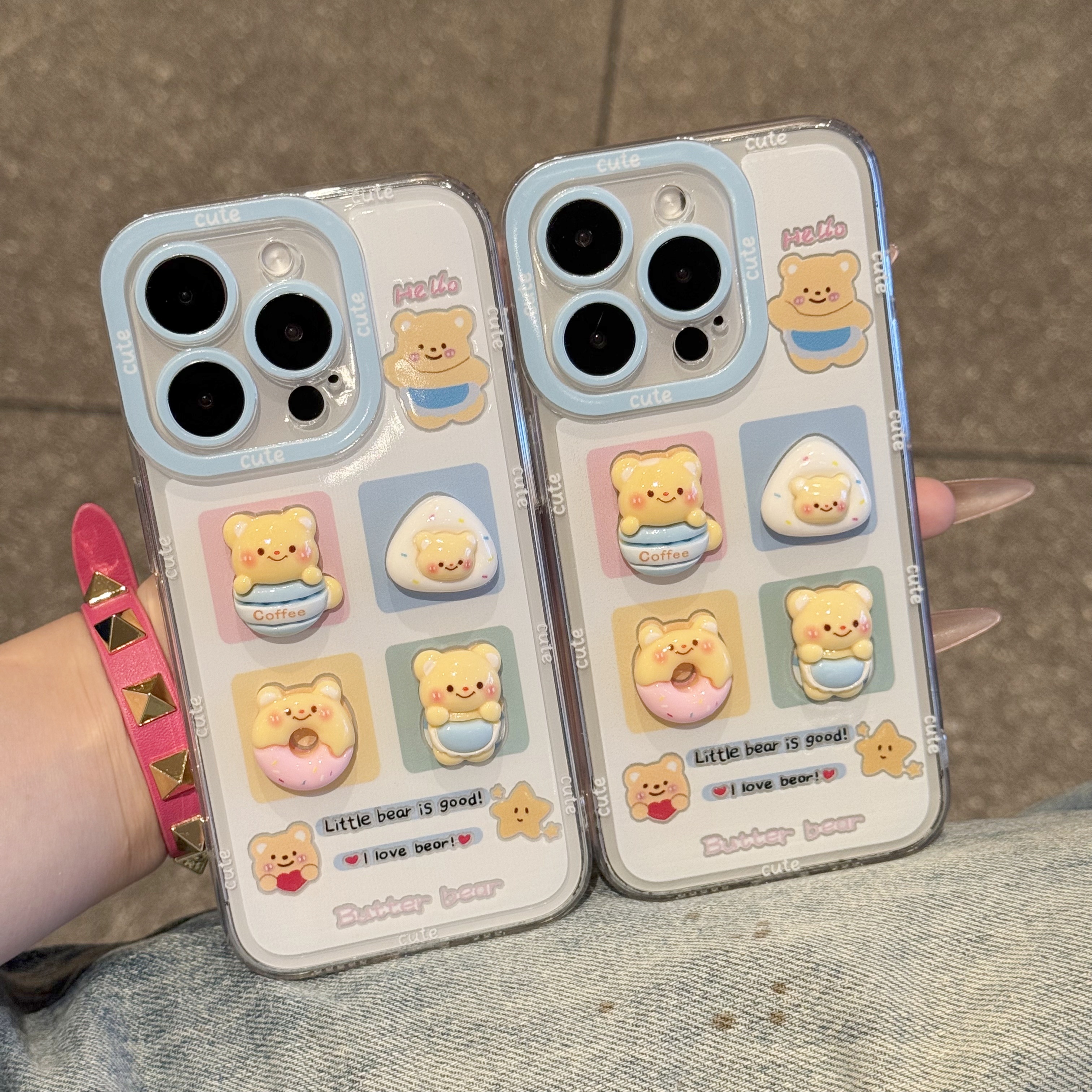 立体黄油小熊公仔新款适用苹果16Pro手机壳iPhone14max小米15华为mate70Pura80k60vivox200note13nova12s18