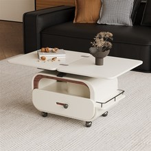 中古奶油风升降茶几客厅家用小户型可折叠移动沙发创意推车边几桌