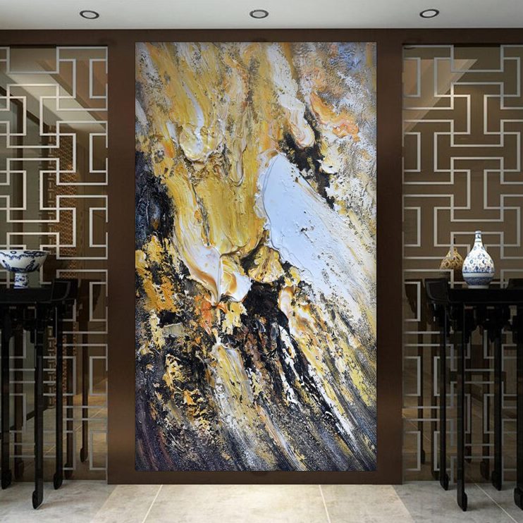 尽定制抽象装饰画玄关头墙壁纸油画走廊3d立体现代大气背景墙进门图片