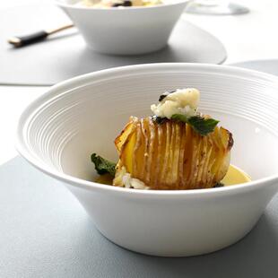 隆玫格法式螺纹餐具骨瓷拉面 面碗家用汤面 面碗白色大碗装泡面