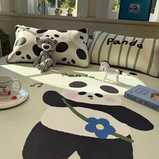 卡通小清新熊猫绿大版冰藤席夏凉席床席三件套可机洗空调凉席子1.