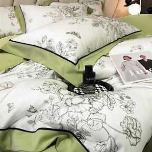 夏季裸睡200支莱赛尔兰精天丝四件套真丝滑印花被套床笠床上用品