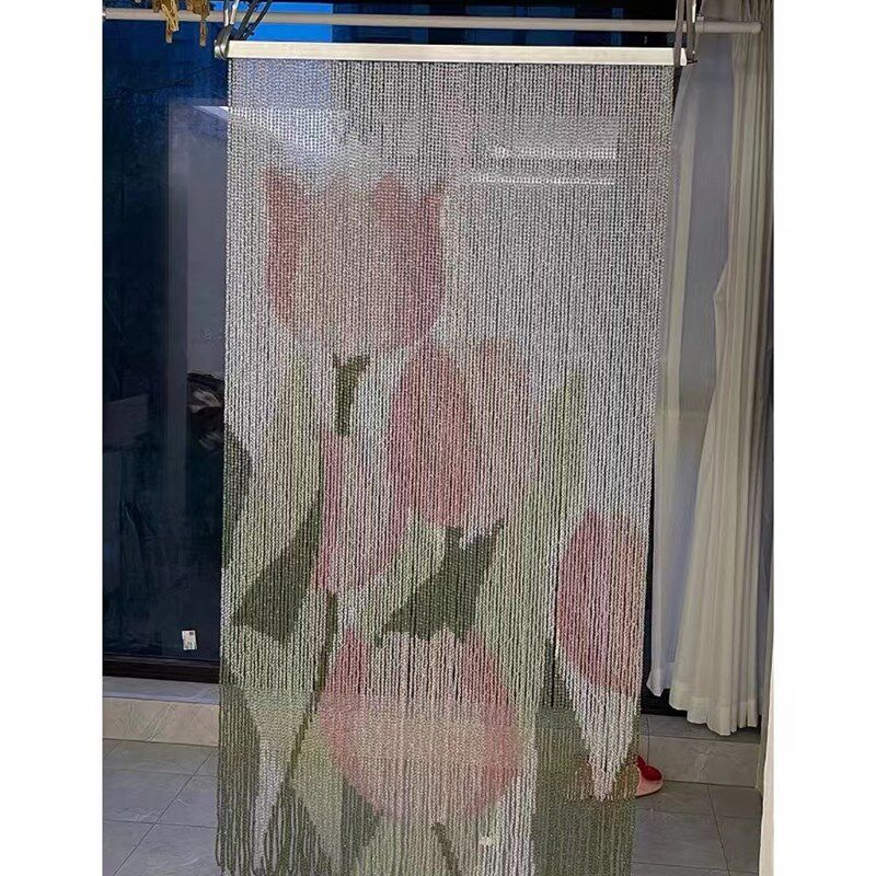 珠帘diy郁金香材料包串珠门帘隔断帘手工自制厨房半帘卧室门帘
