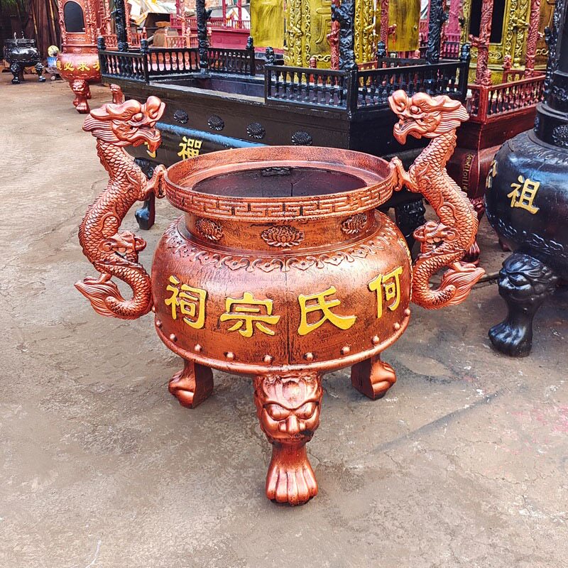 室外圆形铸铁烧香炉寺庙纯铜香炉上香大号插香炉鼎道家佛堂三足鼎