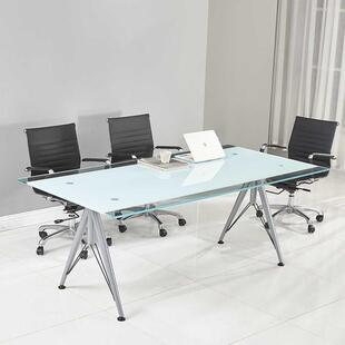 简约现代钢化玻璃会议桌办公桌条形会议接待桌简单职员培训桌包邮