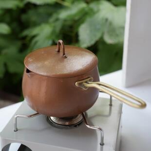 纯手工锻打紫铜奶锅覆古红铜带盖子咖啡锅副食品锅果酱锅咖啡分享